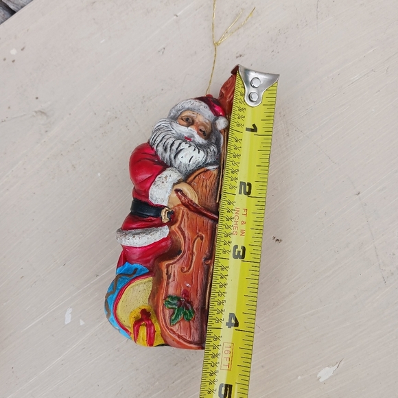 Vintage Santa Claus Playing Cello Mini Blow Mold Christmas Hanging Ornament - Picture 5 of 5